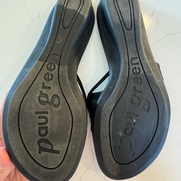 Paul Green Black Leather Slide Sandals Rubber Sole / AU 5 / US 6 - Picture 6 of 11